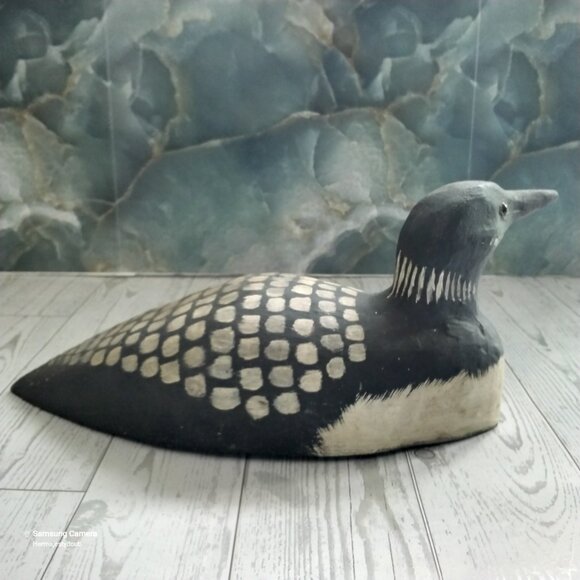 Vintage "Monk" Hand Painted Loon Duck Decorative Decoy Red Eyes GUC - Picture 3 of 7